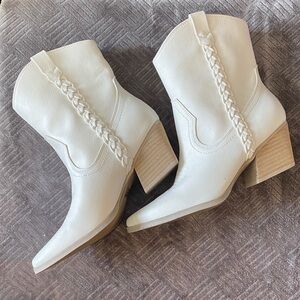 Women's White Dolce Vida Western Ankle Boots